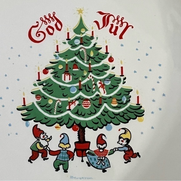 1 God Jul Berggren Traynor 10"Dinner Plate Christmas Tree Elves Johnson‎ Brother - Picture 8 of 13